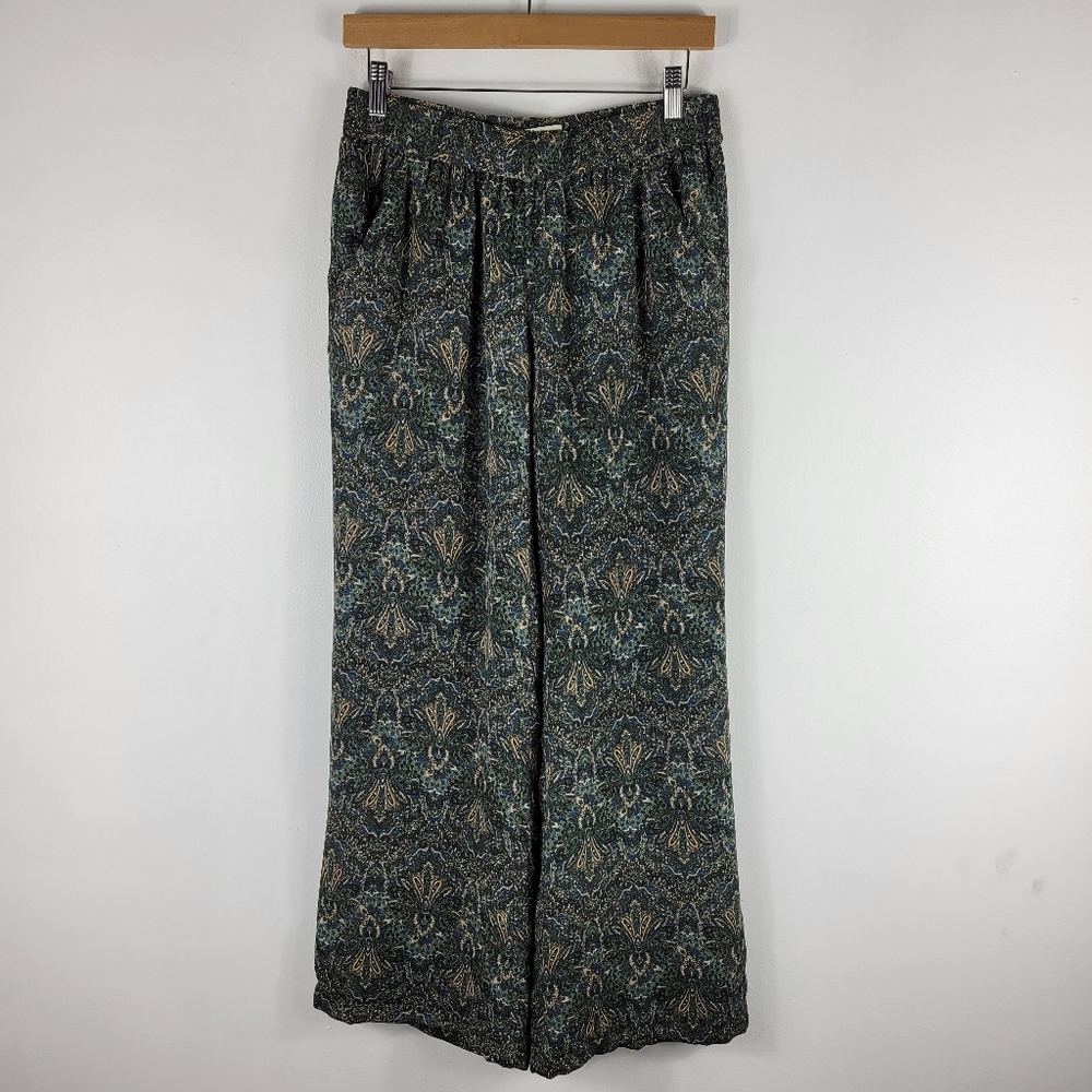 New Joie Silk Pull On Wide Leg Floral Paisley Trouser Pants